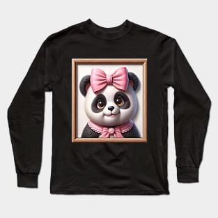 Portrait of a cute panda girl Long Sleeve T-Shirt